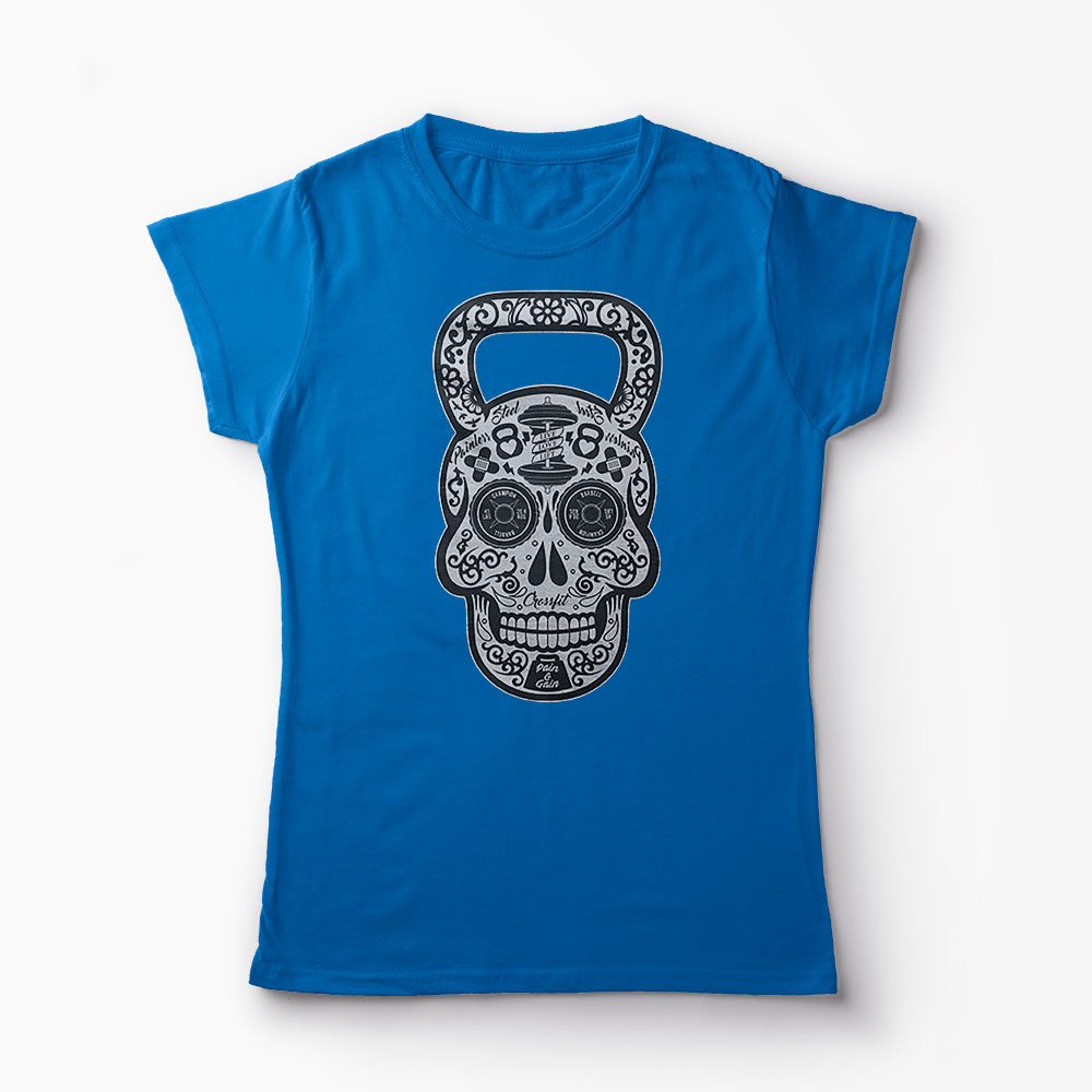 Tricou Sala Kettlebell Skull - Femei-Albastru Regal